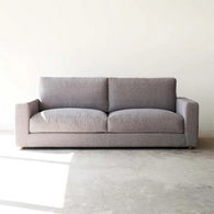 Beech Wood and Linen Fabric 2 Seaters Sofa - Grey