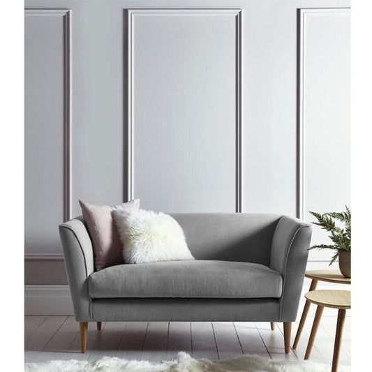 Beech Wood and Linen Fabric 2 Seaters Sofa - Grey