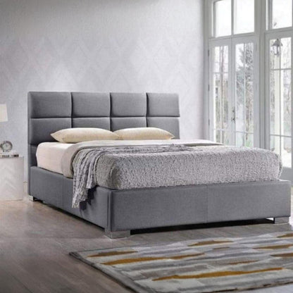 Natural wood and European union wood and Hummer Fabric Single Bed 120x120x195 cm - Grey