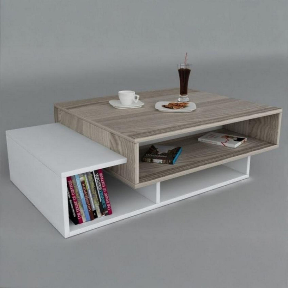MDF Center Table White and Beige - 40x90x60 cm