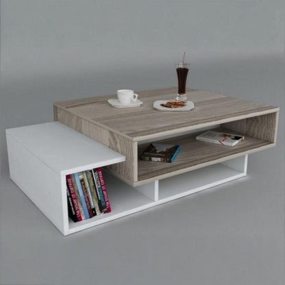 MDF Center Table White and Beige - 40x90x60 cm