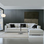 Natural Wood and Linen L-Shape Sofa - White