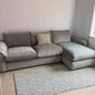 Natural Wood and Velvet L-Shape Sofa - Grey