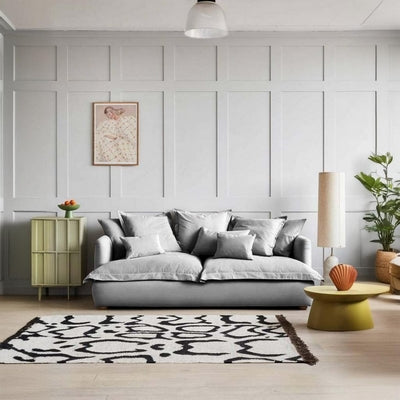 Natural Wood and Velvet Fabric 2 Seaters Sofa -  Grey