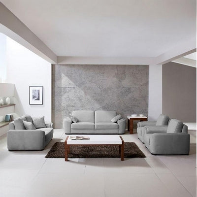 Natural Wood and Velvet Living Room 4 Pieces - Grey