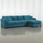 Natural Wood and Velvet Fabric L-Shape Sofa - Blue