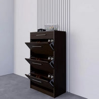 European Union Wood Shoe Rack 3 Movable Drawers Brown - 145x80x40 cm