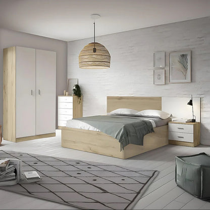 European Union Wood Bedroom 4 Pieces - Beige and White