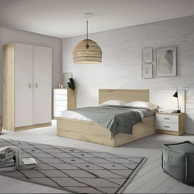 European Union Wood Bedroom 4 Pieces - Beige and White