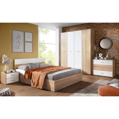 European Union Wood Bedroom 5 Pieces - Beige and White