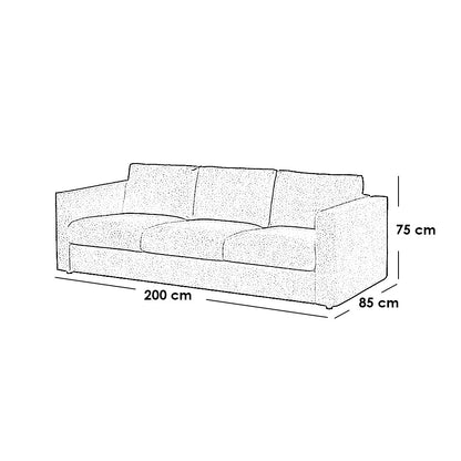 Natural Wood and Linen  2 Seater Sofa - Off-white