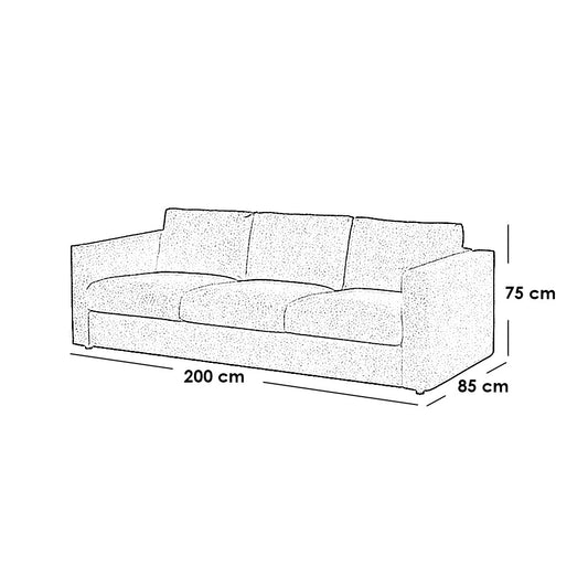 Natural Wood and Linen  2 Seater Sofa - Off-white