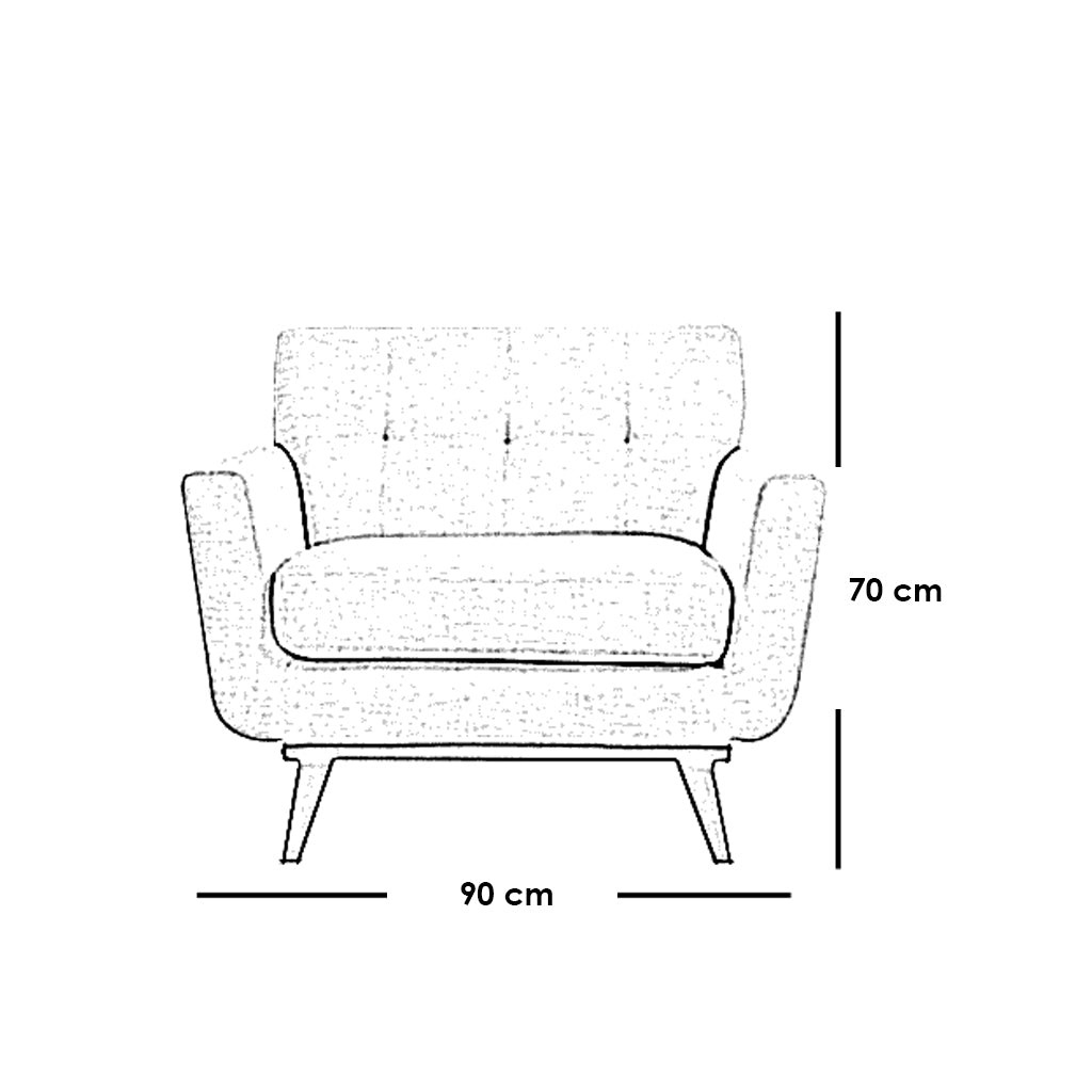 Natural Wood and Linen Arm Chair - Off-white  and Brown