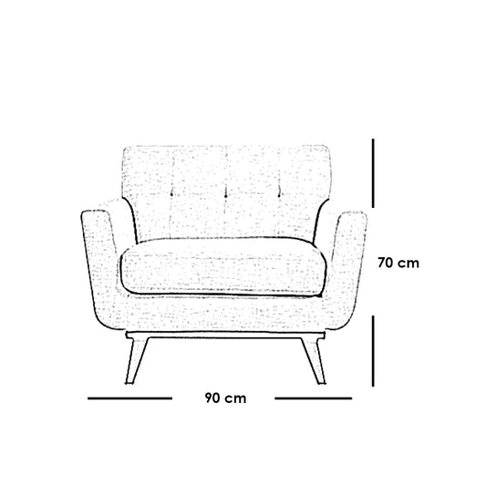 Natural Wood and Linen Arm Chair - Off-white  and Brown
