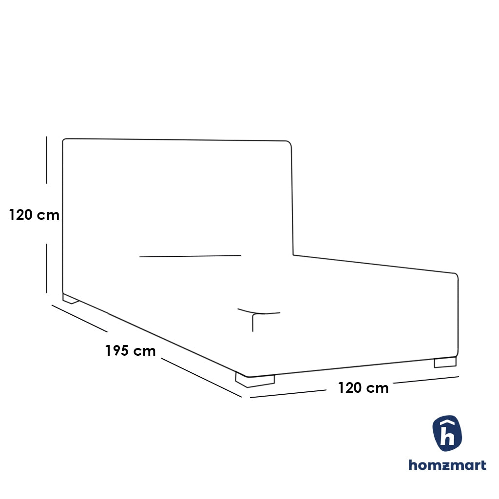 Natural wood and European union wood and Velvet Single Bed 120×120×195 cm - Grey