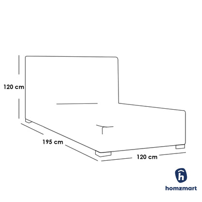 Natural wood and European union wood and Velvet Single Bed 120×120×195 cm - Grey