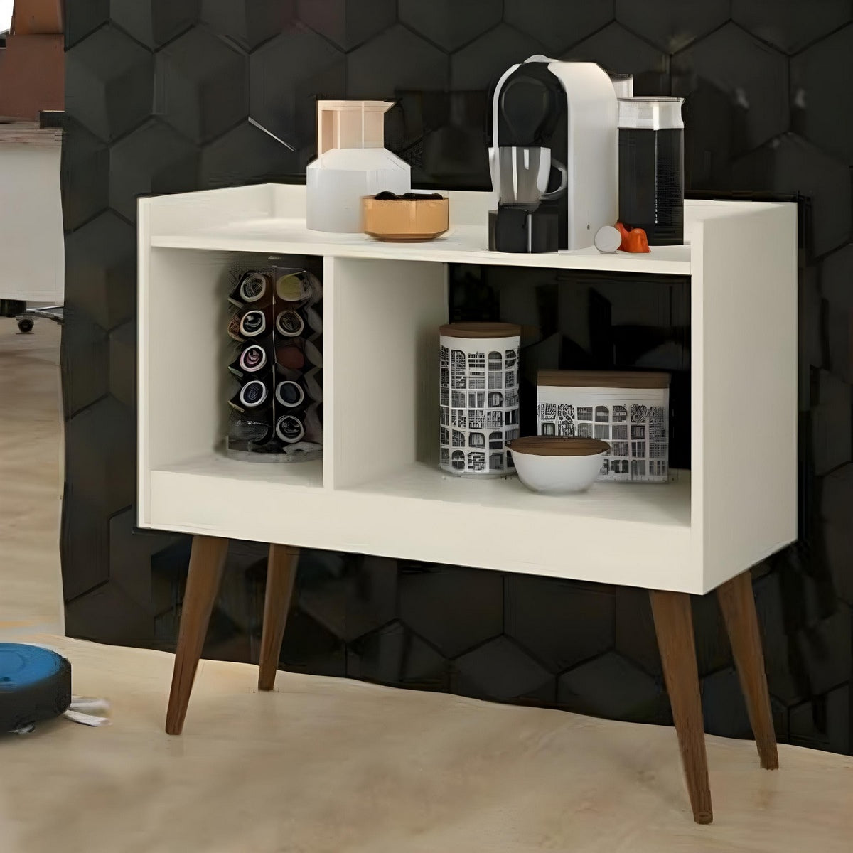 European Union Wood Coffee Corner White and Brown - 85x80x30 cm