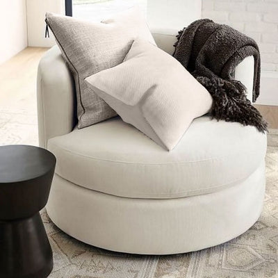 MDF and Linen Side Chair - Off white