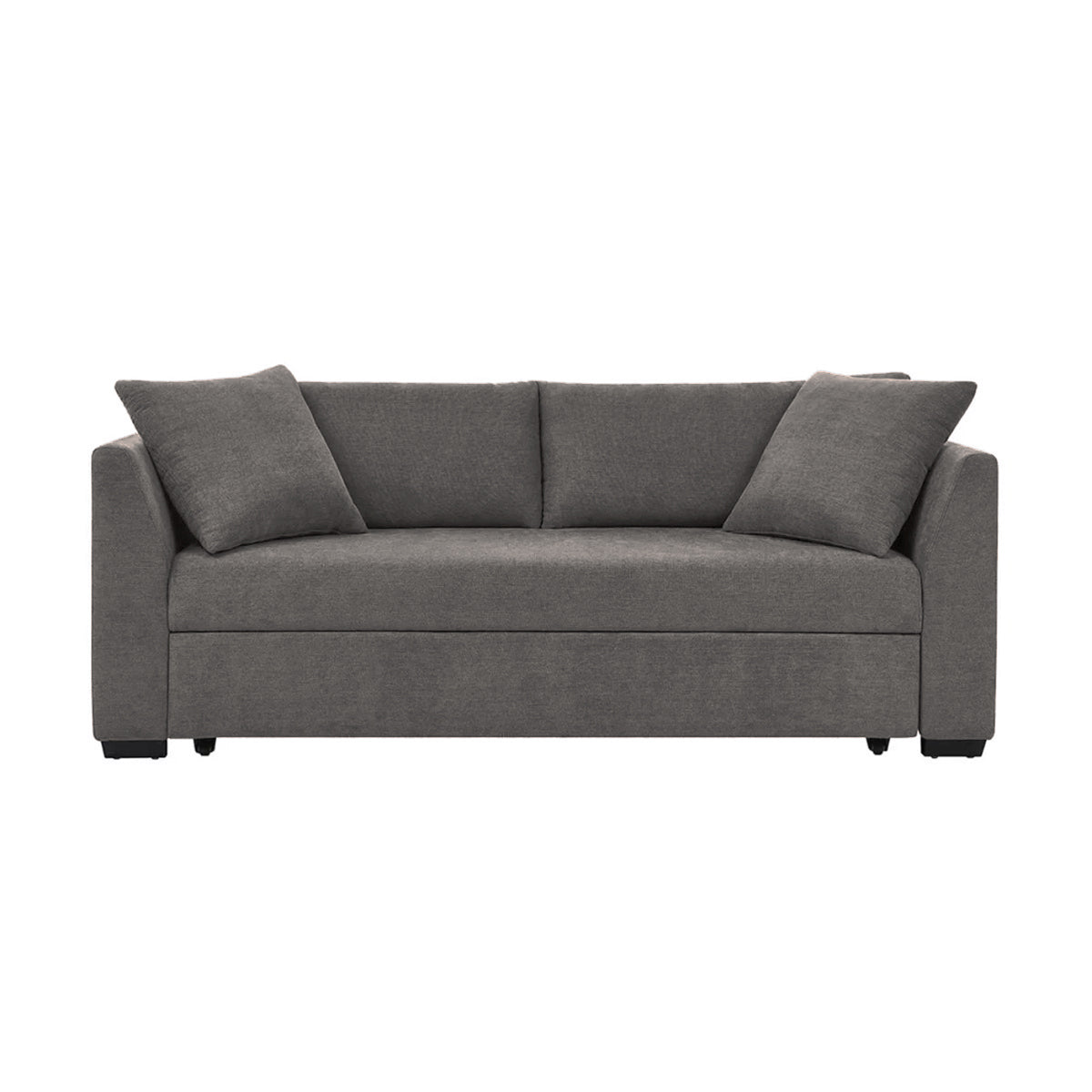 Natural Wood and Linen Fabric Sofa Bed - Grey