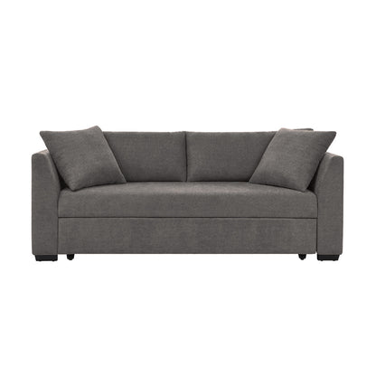 Natural Wood and Linen Fabric Sofa Bed - Grey