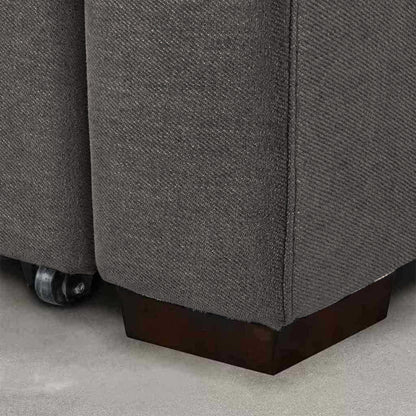 Natural Wood and Linen Fabric Sofa Bed - Grey