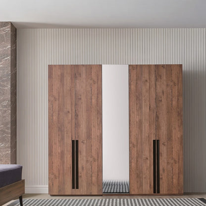European Union Wood Wardrobe 3 Shutters Brown - 200×220×50 cm