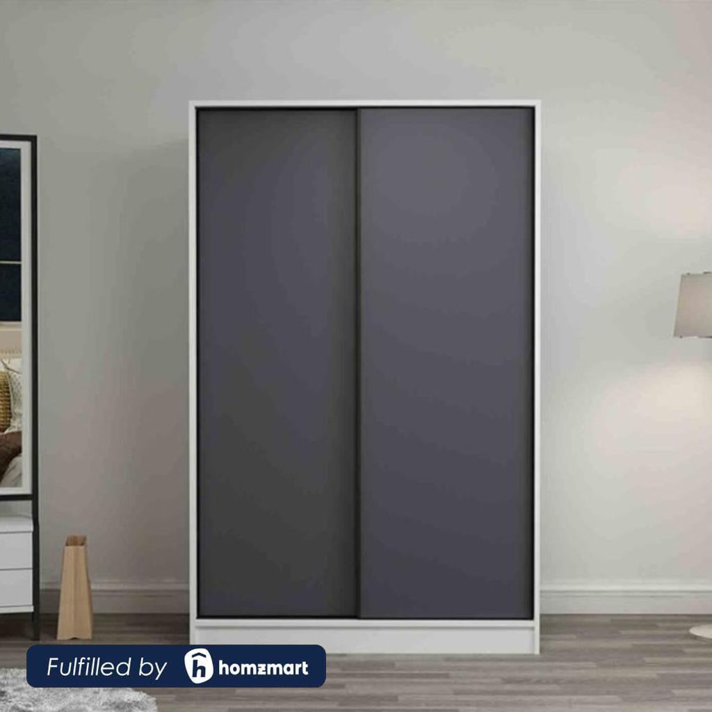 European Union Wood Wardrobe 2 Shutters White and Grey - 180×120×40 cm