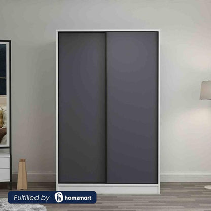 European Union Wood Wardrobe 2 Shutters White and Grey - 180×120×40 cm