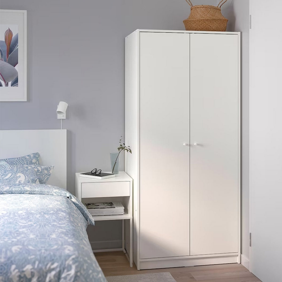 European Union Wood Wood Wardrobe White - 80x40x176 cm
