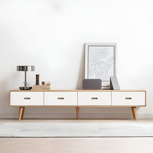 MDF TV Unit White and Beige - 45x180x30 cm