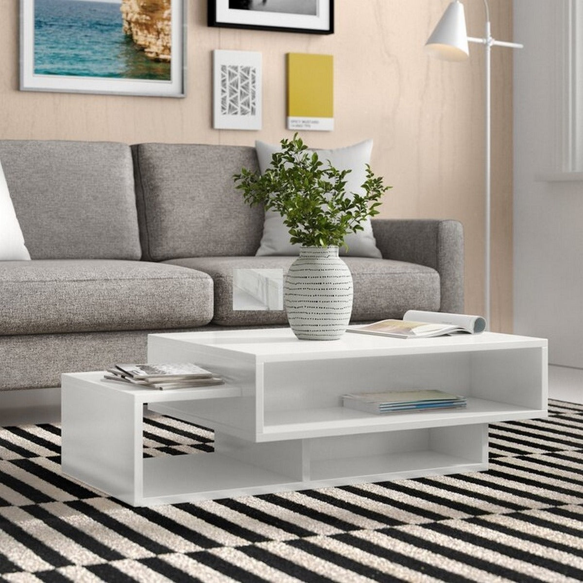 MDF Center Table White - 40x90x60 cm