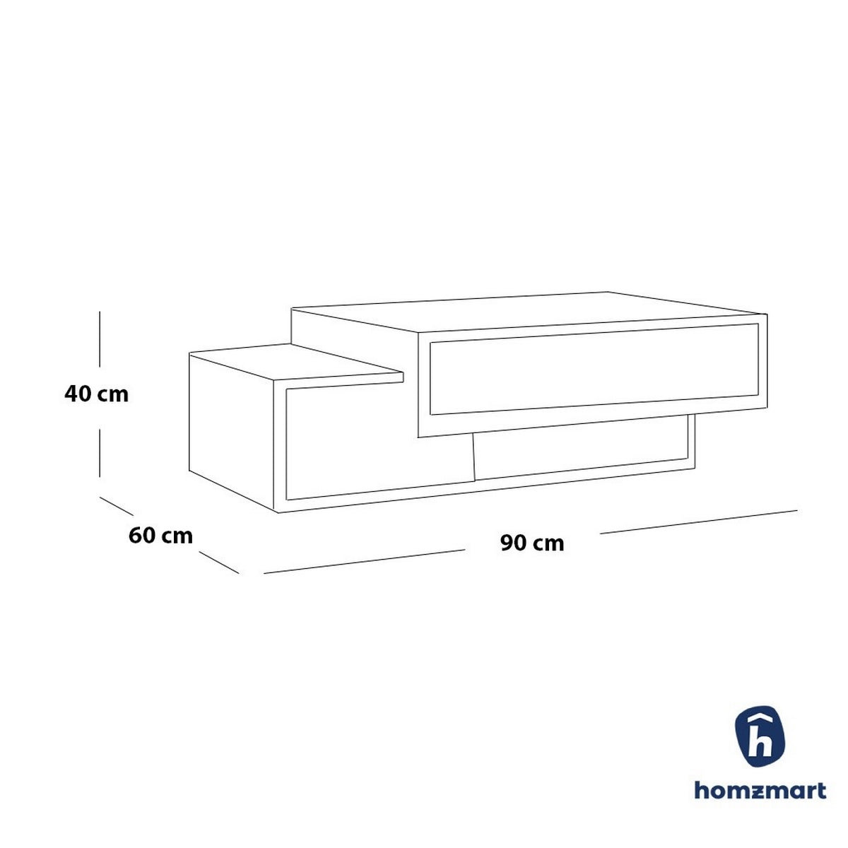 MDF Center Table White and Beige - 40x90x60 cm