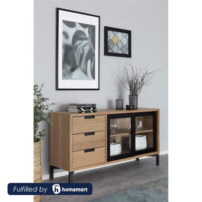 European Union Wood Buffet Beige and Black - 160 x 80 x 40 cm