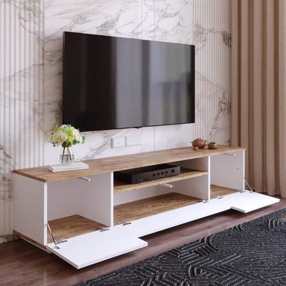 European Union Wood TV Unit White and Beige - 180 × 36 × 30 cm