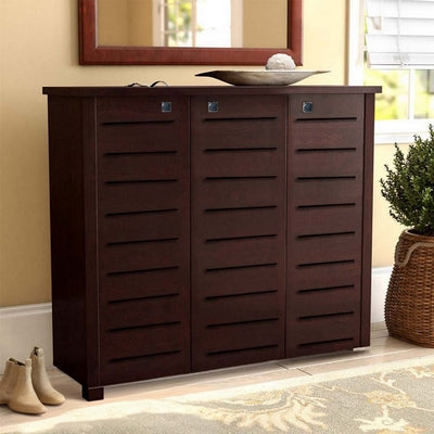MDF Wood Shoe Storage 3 Shelves Brown - 100x120x40 cm