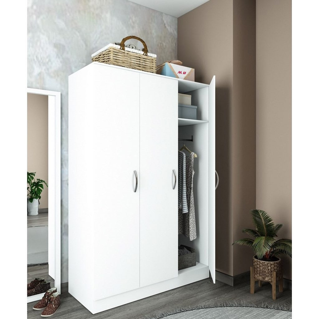European Union Wood Wood Wardrobe 2 Shutters White - 180x50x120 cm