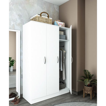 European Union Wood Wood Wardrobe 2 Shutters White - 180x50x120 cm