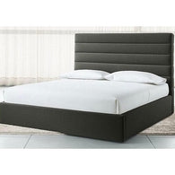 Counter Wood and Velvet Fabric Queen Bed 205x150x120 cm - Grey