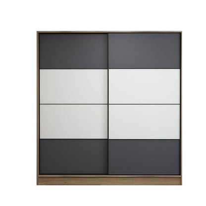 Wood Manufactured In The European Union  Wardrobe 2 Shutters Grey and Beige - 190x140x50 cm