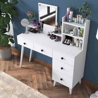 European Union Wood Makeup Vanity White -126×118×40 cm