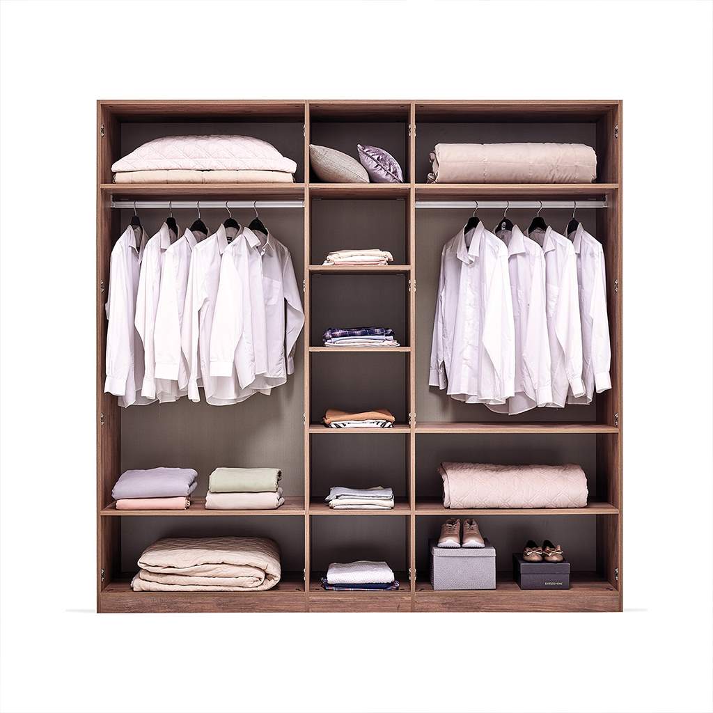 European Union Wood Wardrobe 3 Shutters Brown - 200×220×50 cm