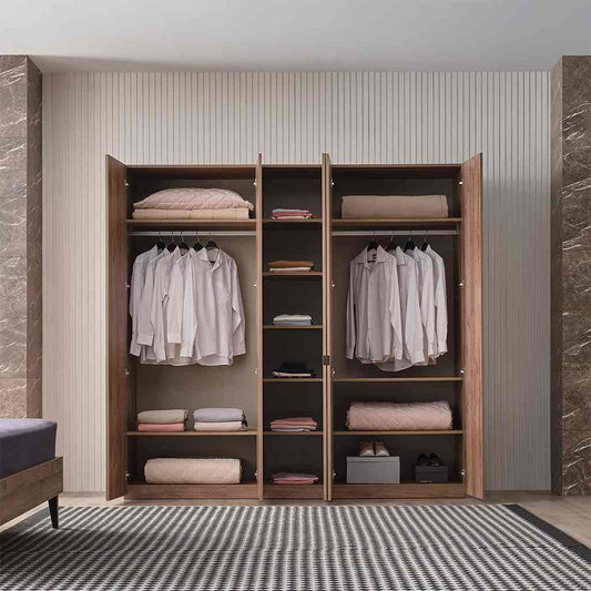European Union Wood Wardrobe 3 Shutters Brown - 200×220×50 cm