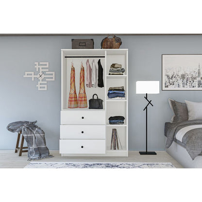 European Union Wood Wardrobe 2 Shutters White - 160×90×50 cm