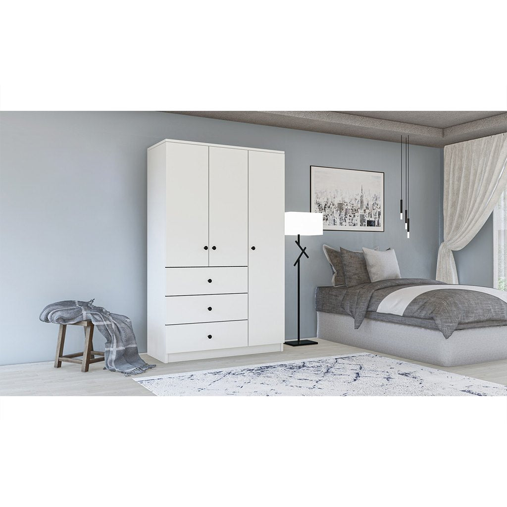 European Union Wood Wardrobe 2 Shutters White - 160×90×50 cm