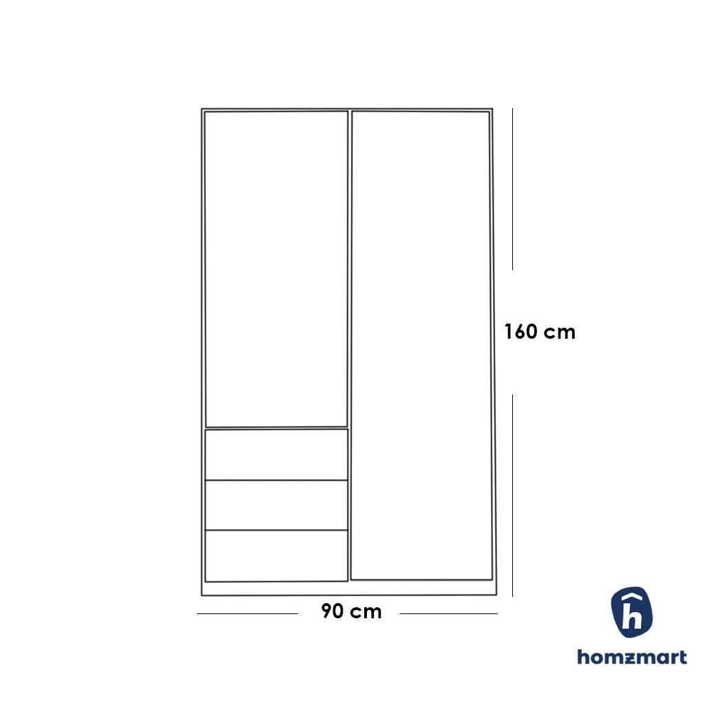 European Union Wood Wardrobe 2 Shutters White - 160×90×50 cm