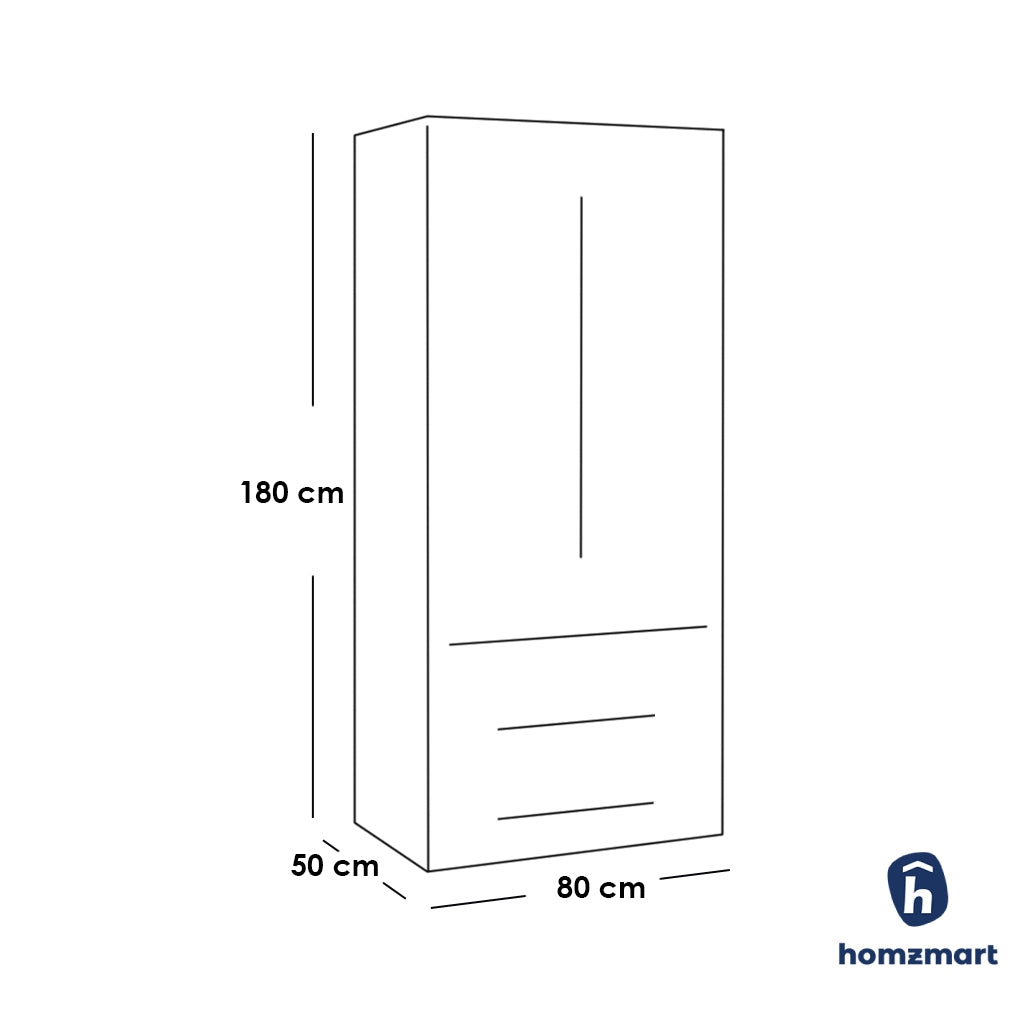 European Union Wood Wardrobe Shutter White and Beige -180×80×50 cm