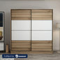 Wood Manufactured In The European Union  2 Shutters Wardrobe  Beige and White - 190x140x50 cm