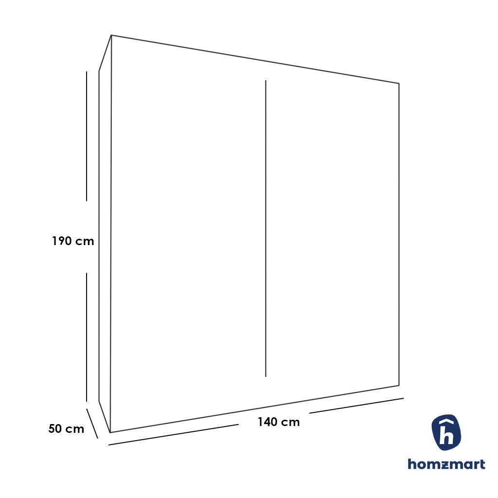 Wood Manufactured In The European Union  2 Shutters Wardrobe  Beige and White - 190x140x50 cm