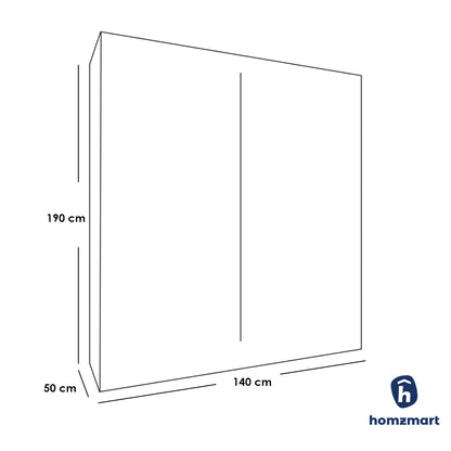 Wood Manufactured In The European Union  2 Shutters Wardrobe  Beige and White - 190x140x50 cm
