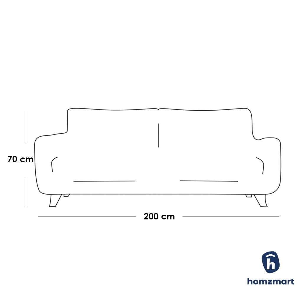 Beech Wood And Linen  3 Seaters Sofa - Grey